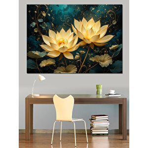 Nilüfer Çiçekleri Dekoratif Kanvas - Mdf Ahşap Tablo 35x50 cm