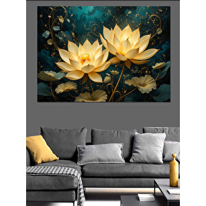 Nilüfer Çiçekleri Dekoratif Kanvas - Mdf Ahşap Tablo 35x50 cm