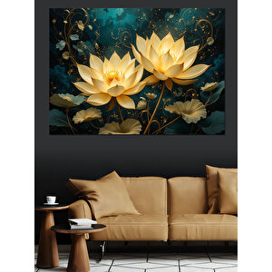 Nilüfer Çiçekleri Dekoratif Kanvas - Mdf Ahşap Tablo