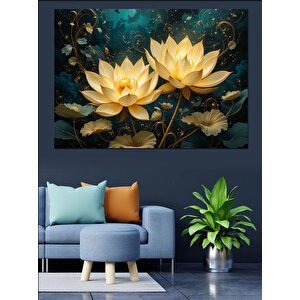 Nilüfer Çiçekleri Dekoratif Kanvas - Mdf Ahşap Tablo