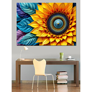 Makro Renkli Ayçiçeği Yakın Plan Dekoratif Kanvas - Mdf Ahşap Tablo 50x70 cm
