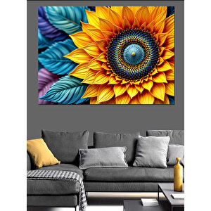 Makro Renkli Ayçiçeği Yakın Plan Dekoratif Kanvas - Mdf Ahşap Tablo 100x140 cm