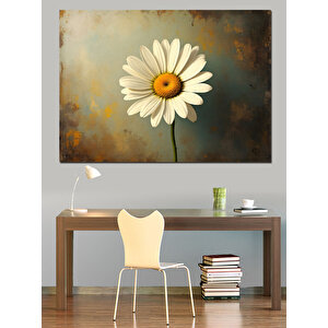 Tek Başına Papatya Dekoratif Kanvas - Mdf Ahşap Tablo
