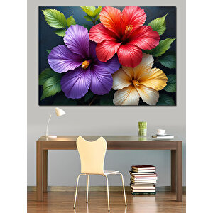Parlak Mor Çiçek Kompozisyonu Dekoratif Kanvas - Mdf Ahşap Tablo 25x35 cm