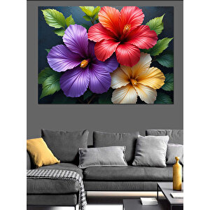 Parlak Mor Çiçek Kompozisyonu Dekoratif Kanvas - Mdf Ahşap Tablo 25x35 cm