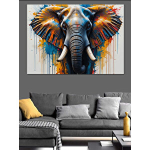 Renkli Fil Sanatı Dekoratif Kanvas - Mdf Ahşap Tablo 70x100 cm