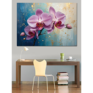 Pembe Orkide Çiçekleri Dekoratif Kanvas - Mdf Ahşap Tablo 100x140 cm