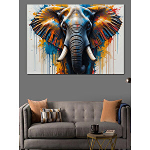 Renkli Fil Sanatı Dekoratif Kanvas - Mdf Ahşap Tablo