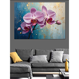 Pembe Orkide Çiçekleri Dekoratif Kanvas - Mdf Ahşap Tablo 35x50 cm