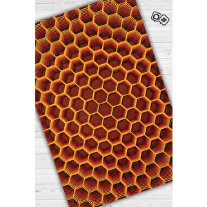 3d Petekler Dokuma Tabanlı Kırmızı Renkli Halı Hayvan Baskılı Renkli Mutfak Halısı 200x300 cm