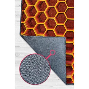 3d Petekler Dokuma Tabanlı Kırmızı Renkli Halı Hayvan Baskılı Renkli Mutfak Halısı 200x300 cm