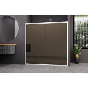 Carmen Temperli 6 Mm Ön Cephe Cam Duşakabin Mat Krom Profil Bronz Reflekte Cam 119 cm