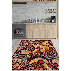Sanatsal Kelebek Çok Renkli Dekoratif Halı Dokuma Taban Hayvan Baskılı Özel Tasarım Halı 200x300 cm