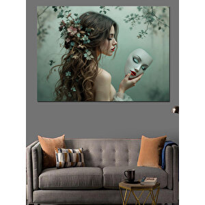 Doğada Çiçekli Kadın Dekoratif Kanvas - Mdf Ahşap Tablo 70x100 cm