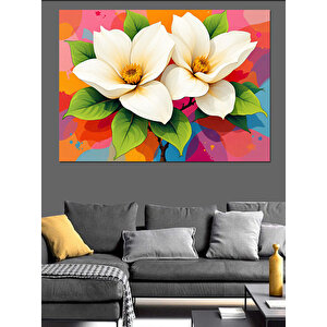 Parlak Sarı Manolya Çiçekleri Dekoratif Kanvas - Mdf Ahşap Tablo 100x140 cm