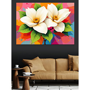 Parlak Sarı Manolya Çiçekleri Dekoratif Kanvas - Mdf Ahşap Tablo 100x140 cm