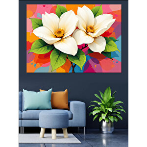 Parlak Sarı Manolya Çiçekleri Dekoratif Kanvas - Mdf Ahşap Tablo 70x100 cm