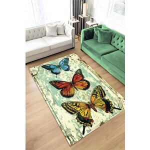Art Deco Dokuma Tabanlı Yıkanabilir Gölgeli Halı Hayvan Baskılı Renkli Mutfak Halısı 100x150 cm
