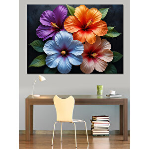 Renkli Bahar Çiçekleri Dekoratif Kanvas - Mdf Ahşap Tablo 50x70 cm