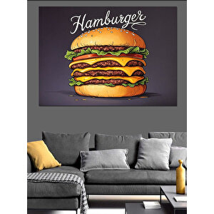 Retro Tarzda Dev Hamburger Dekoratif Kanvas - Mdf Ahşap Tablo 35x50 cm