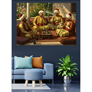 Bahçede Nargile Keyfi Dekoratif Kanvas - Mdf Ahşap Tablo 50x70 cm
