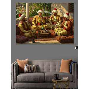Bahçede Nargile Keyfi Dekoratif Kanvas - Mdf Ahşap Tablo 50x70 cm
