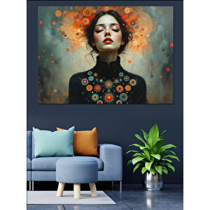 Çiçekli Sanatsal Kadın Dekoratif Kanvas - Mdf Ahşap Tablo 70x100 cm