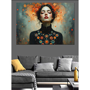 Çiçekli Sanatsal Kadın Dekoratif Kanvas - Mdf Ahşap Tablo 25x35 cm