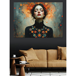 Çiçekli Sanatsal Kadın Dekoratif Kanvas - Mdf Ahşap Tablo 100x140 cm