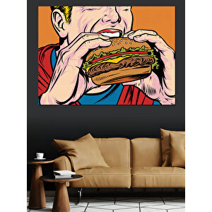 Çizgi Roman Tarzı Hamburger Dekoratif Kanvas - Mdf Ahşap Tablo 70x100 cm