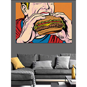 Çizgi Roman Tarzı Hamburger Dekoratif Kanvas - Mdf Ahşap Tablo