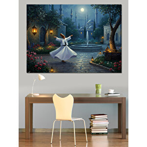 Bahçede Semazen Dekoratif Kanvas - Mdf Ahşap Tablo 100x140 cm