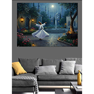 Bahçede Semazen Dekoratif Kanvas - Mdf Ahşap Tablo 100x140 cm