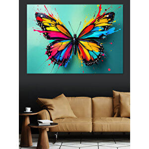 Parlak Renkli Kelebek Figürü Dekoratif Kanvas - Mdf Ahşap Tablo 100x140 cm