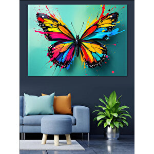 Parlak Renkli Kelebek Figürü Dekoratif Kanvas - Mdf Ahşap Tablo 50x70 cm