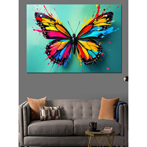 Parlak Renkli Kelebek Figürü Dekoratif Kanvas - Mdf Ahşap Tablo 50x70 cm