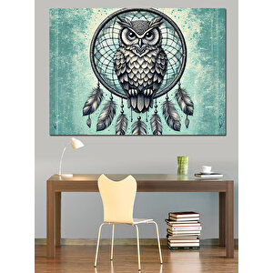 Baykuş Ve Düş Kapanı Dekoratif Kanvas - Mdf Ahşap Tablo 70x100 cm