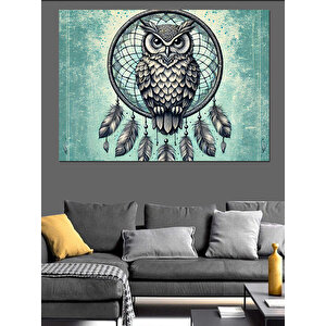 Baykuş Ve Düş Kapanı Dekoratif Kanvas - Mdf Ahşap Tablo 70x100 cm
