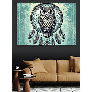 Baykuş Ve Düş Kapanı Dekoratif Kanvas - Mdf Ahşap Tablo 70x100 cm