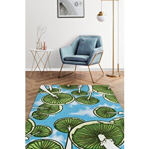 Yukarı Bakış Renkli Mantarlı Mutfak Halısı Yeşil Mantar Baskılı Özel Tasarım Halı 160x240 cm