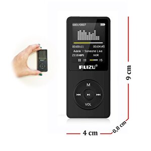 Ruizu X02 Ultra İnce Mp3 Çalar 4gb Fm Radyo Siyah