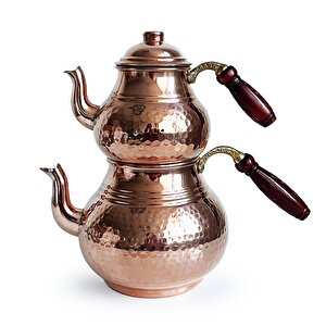 Klasik Bakır Kalın El Dövme Çaydanlık No:2