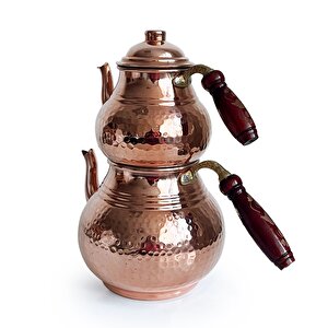 Klasik Bakır Kalın El Dövme Çaydanlık No:2