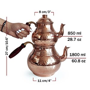 Shark Anatolia Klasik Bakır Kalın El Dövme Çaydanlık No:2