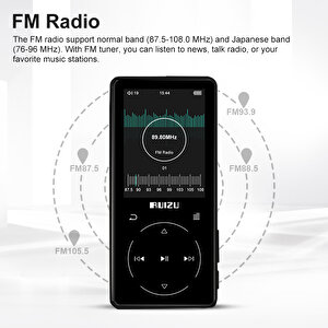 Ruizu D16 Dokunmatik Bluetooth Mp3 Çalar 8gb