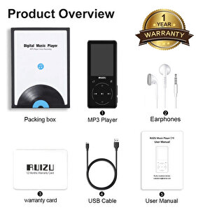 Ruizu D16 Dokunmatik Bluetooth Mp3 Çalar 8gb