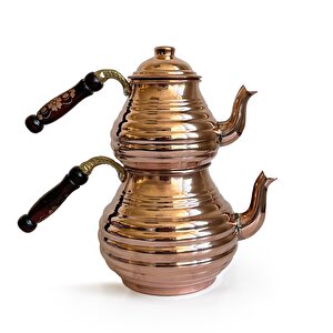Dilimli Bakır Kalın El Dövme Çaydanlık No:2