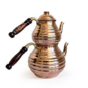 Dilimli Bakır Kalın El Dövme Çaydanlık No:2