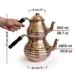 Dilimli Bakır Kalın El Dövme Çaydanlık No:2