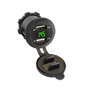 Voltmetreli Usb Portu 4.2a 12v 24v Yeşil Led Işıklı